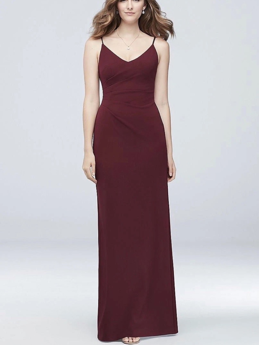 David’s Bridal Scoopback Stretch Crepe Sheath Dress 16 Cabernet